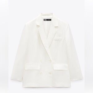 NWT Zara Women's Cream Linen Blazer Jacket
